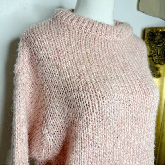 NWT Zara Kids Mock Neck Pink Gold Metallic Thread Sweater Size 13-14 Years - Picture 4 of 7
